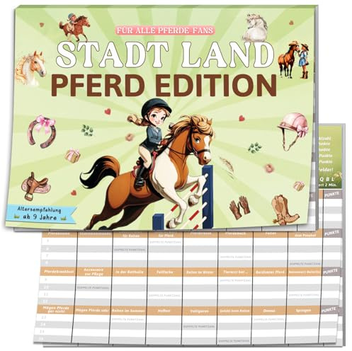 Stadt Land Pferd Edition, Pferde Geschenke für Mädchen ab 9 10 11 12 13 14 15 16 Jahre, Ostergeschenke für Pferdefans Reiter Pferdeliebhaber, Kommunion Konfirmation Jugendweihe Geburtstag Geschenke