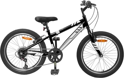 vidaXL Mountainbike 24 Zoll 6-Speed für 8-12 Jahre Schwarz, Verstellbare Lenker-Sitz, Mountainbike, Freizeitfahrrad, Offroad-Cycling, Fitness