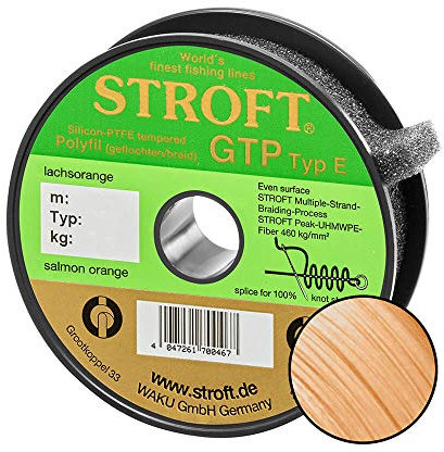 WAKU Stroft Schnur GTP Typ E geflochten lachsorange 200m Typ E8 24,00kg