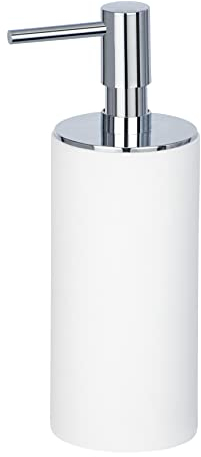 WENKO Seifenspender Mod. Ida, nachfüllbarer Flüssigseifenspender für bis zu 140ml Handseife, 6 x 17,5 x 7,5 cm, Weiß