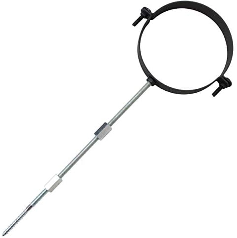 LANZZAS Rauchrohr Halter-Set/Rohrschelle - für den Durchmesser Ø 130 mm - Farbe: schwarz - mit Gewindestangen und Gewindemuffe