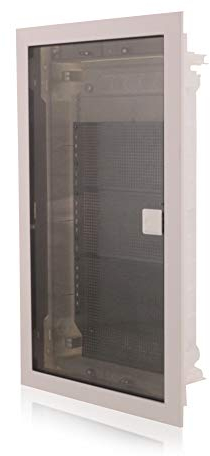 Intratec Multimediaverteiler Kommunikationsverteiler Unterputz, IP40, transparente Tür, 650°C Media, 346x592x92mm, Gehäuse Weiß RAL 9003