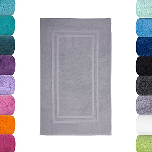 Lavea Badematte, Badteppich, Duschvorleger, Hellgrau, 50 x 80 cm Premium Frotteeserie Bali | GOTS Zertifiziert, 100% Bio Baumwolle