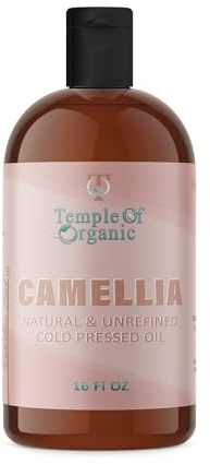 Temple of organic Camellia Seed Oil - Pure, Unrefined, Cold Pressed, Japanese Seed Carrier Oil for Hair, Nails, Body, Facial Hair & More - 16 oz - Salon Quality