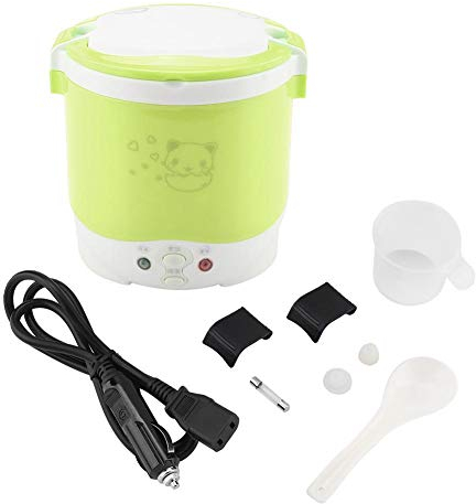 Olla arrocera para coche, Olla Arrocera de Viaje, 24V 100W 1L Olla arrocera multifuncional portátil eléctrica vaporizador de alimentos para el hogar, automóvil, camión, uso al aire libre(verde)