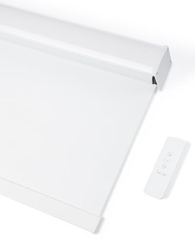 JaeJaes Motorized Roller Shades, Blackout Smart Windows Blinds with Electric Remote Control, Compatible with Alexa, White, 31 W x 72 H