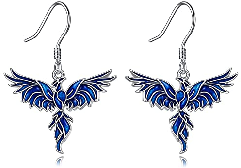 Phönix Ohrringe 925 Sterling Silber Ohrhänger Phönix Hängend Ohrringe Schmuck Geschenke für Damen Mädchen (Phönix Ohrringe 3)