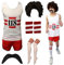 RIDDLEDWITHSTYLE 118 Costume Complete Set Mens Ladies Costume Marathon Retro Outfit Fancy Dress Costume Do Stag Marathon Vest Shorts Wig Tash Wristband Lot