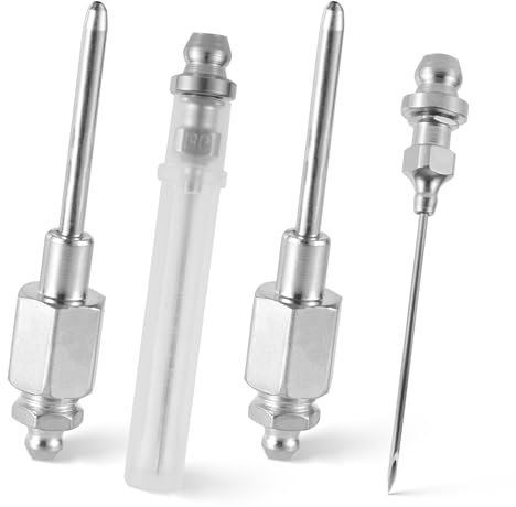 XIHIRCD 2pcs Aiguille Pompe à Graisse, Buse d'Aiguille de Pistolet à Graisse avec 2 Distributeur d'Aiguille Étroite Fileté NPT Portant l'Aiguille d'Injecteur de Graisse pour Espace Étroit