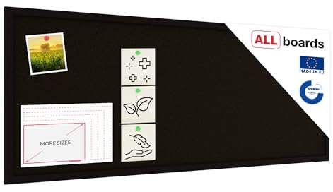 ALLboards Pinnwand mit schwarzem Holz Rahmen 100x40cm Korktafel Korkwand Pinnwand Kork