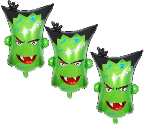 KOBOKO Halloween Deko Folienballons, 3 Stk Halloween Luftballons, Halloween Party Deko Monsterkopfballon, Halloween Balloons Geburtstag Deko Kinder, Halloween Folienballon für Halloween Party Zubehör
