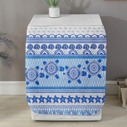 Highdi Housse de Protection pour Machine à Laver - Chargement Frontal Housse La Poussière avec Ouverture Frontale pour Linge Domestique (Capacité L 10.5~12KG,Tortues de mer 2)