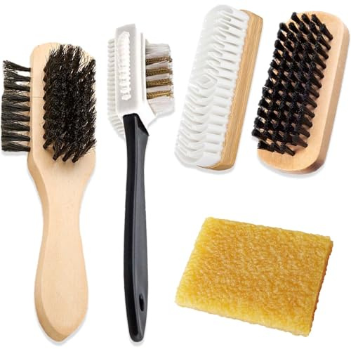 5 Stück Wildlederbürste für Schuhe Set, Wildlederbürste Schuhpflegeset für Rauleder Vielseitig Einsetzbare Raulederbürste Schuhbürsten Set Schuhbürsten mit Radiergummi Schuhputzsets für Rauleder
