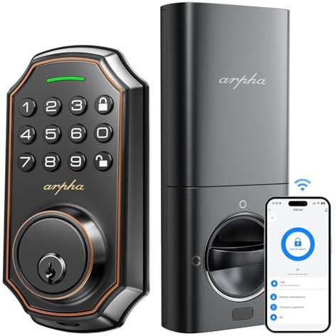 Serratura intelligente WiFi – Serratura per porta con tastiera – Smart Lock con telecomando APP – Serratura elettrica con tastiera con 50 codici – password anti peeping – password monouso – facile da