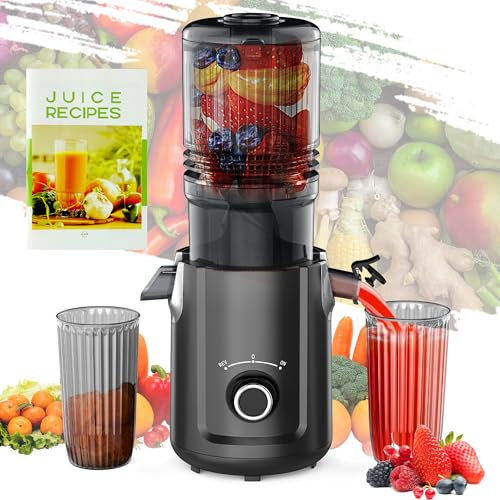 Hobsir hob Cold Press Juicer 135mm Masticating Slow Juicer with 300W Motor Large Feed Chute for Whole Fruits & Veg – Effortless Cleaning, Superior Yield (Black)