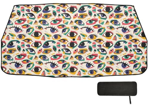 Parasol plegable con diseño de ojos de color para parabrisas de coche, organizador de protección contra el calor, accesorios para automóviles