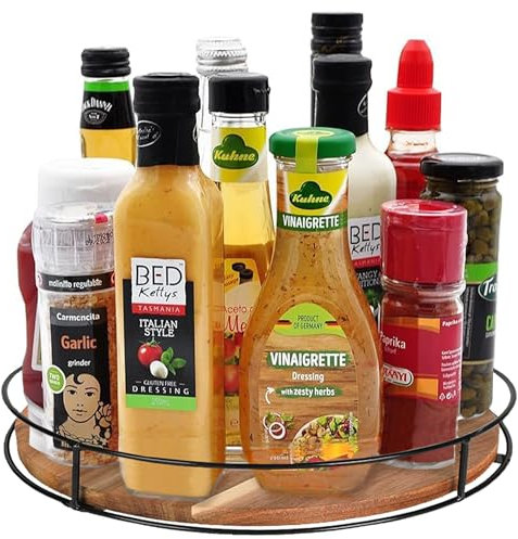 30cm Organizador De Bandeja Giratoria Lazy Susan De Madera De Acacia De 360° (30cm/12 Inch)