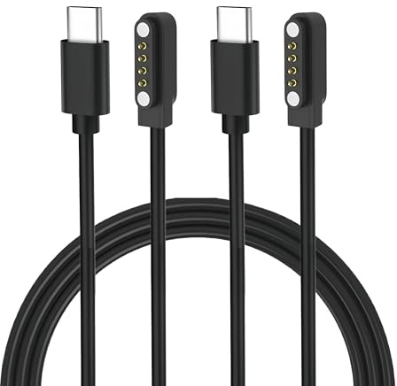 2 st universella magnetiska laddare för smartklocka, klocktillbehör, 60 cm, USB-C 4-stifts 7,62 mm, kompatibel med alla 4-stifts smartklockor från 7,5 mm till 8