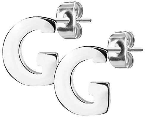 Mianova Damen Kinder Ohrstecker Ohrringe Stecker mit Buchstaben Alphabet Edelstahl Silber