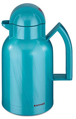 ROTPUNKT Isolierkanne 250 ANA 1,0 l | Zweifunktions-Drehverschluss | BPA Frei- gesundes trinken | Made in Germany | Warm + Kalthaltung | Glaseinsatz | shiny lagoon