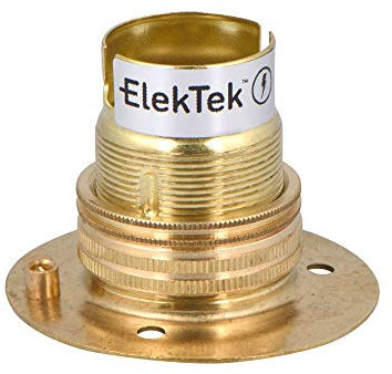 ElekTek Support de lampe à baïonnette BC B22 en laiton avec anneau d'abat-jour, pas pour boîtier de conduit BESA – Fabriqué au Royaume-Uni