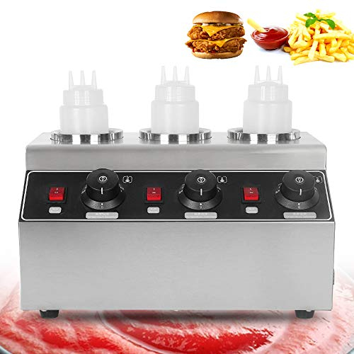 DIFU - Jam - Chauffe-sauce électrique pour 3 bouteilles - En acier inoxydable - Argenté - Réglable de 30 ° C à 85 ° C - 240 W