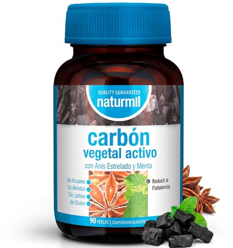 Carbón vegetal activo con anís y menta, 90 perlas, DietMed | Flatulencia tras las comidas - Carbón activo - Anís estrellado - Menta - Cápsulas blandas