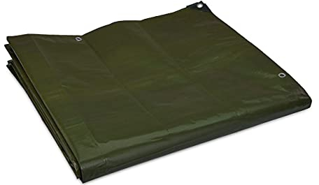 Relaxdays Lona Impermeable 200 g/m², 4 x 5 m, Tela Toldo con Ojales, Resistente al Desgarre, Lona Suelo Piscina, Verde