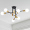 ANDAST Vintage Deckenleuchte,Gold&Schwarz Sputnik Kronleuchter Moderne,Retro Deckenlampe,6 flammig E27 Fassung Pendelleuchte Leuchten für Wohnzimmer Küche Esszimmer Schlafzimmer (ohne Leuchtmittel)