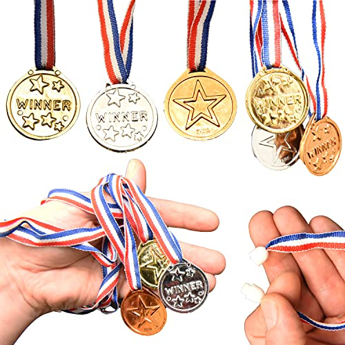 jameitop® 6 X Sieger Medaille 2 x Goldmedaille + 2 x Silbermedaille + 2 x Bronzemedaille für Sport/Kindergeburtstag 1,2,3 Sieger
