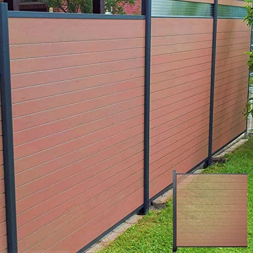 LZMZMQ WPC Sichtschutzzaun Dach Veranda Zaun Geländer Abstandspfosten Und Paneele Stehend, 100 120 140 160 180 cm Breite Deckorators Balkon Kunststoff Holz Sichtschutz, Für Zaun-Tor-Deck-Geländer