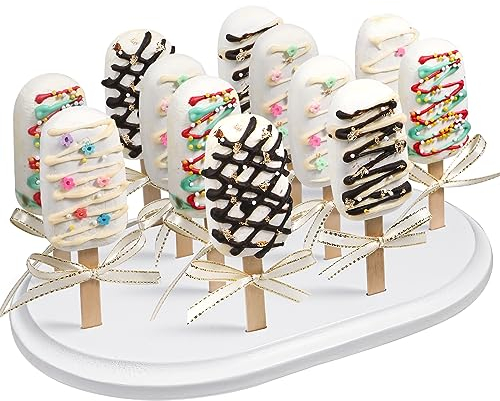webake Kuchen Am Stiel Ständer Cake Pop 12 Loch Display Halter Oval Kuchenständer kuchenhalter aus Holz für Desserttisch Cupcakes Lutscher Hochzeiten Partys Geburtstagsfeiern