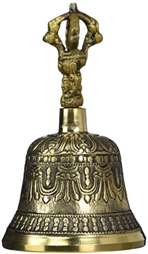 Tibetische Glocke mit Dorje und Schläger, 12,7 cm, bronzefarben