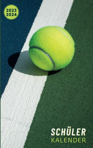 Schülerkalender 2023/24: Für schüler mädchen jungen - 1 tag 1 seite - von August 23 bis Juli 24 - Hausaufgabenheft grundschule gymnasium oberstufe universität - Cover Tennis