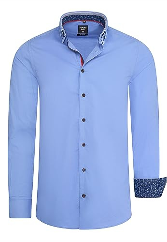 Rusty Neal Freizeit Hemd im Individuellem Kontrast Design Slim Fit Stretch Langarm mit Doppeltem Kragen 023