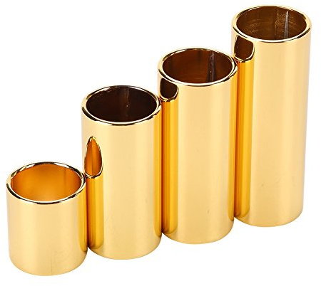 4 Stück Metall Messing Rutsche, Gitarren-Finger-Slide, Rutsche in Box für E-Gitarre, Bass