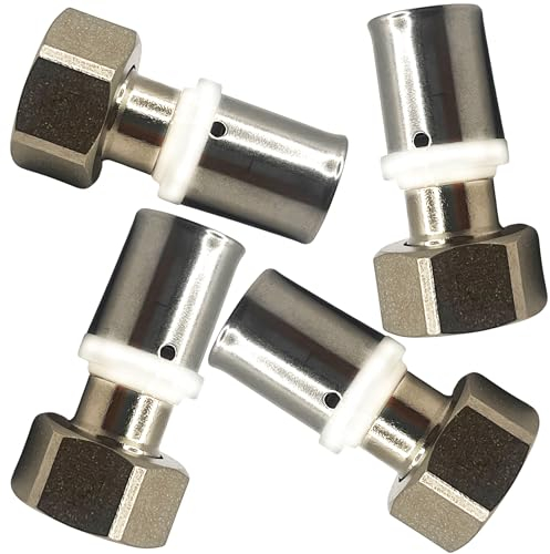 BOOPARTS - 4 Stück – Pressfitting – Crimp-Verbindungsstück, gerade (Rotierende Mutter), weiblich – Mehrschicht-Crimpverbinder Ø16-1/2 (15/21) TH Kontur – Press-Übergangsverschraubung