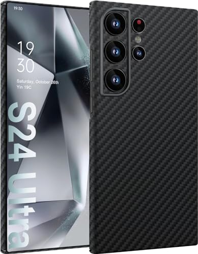 memumi 1500D Fibra Aramidica Custodia per Samsung Galaxy S24 Ultra, 0.5mm Ultra Sottile [100% Fibra Aramidica] Protezione Anticaduta di Grado Militare Cover per Galaxy S24 Ultra, 1500D Minimalismo