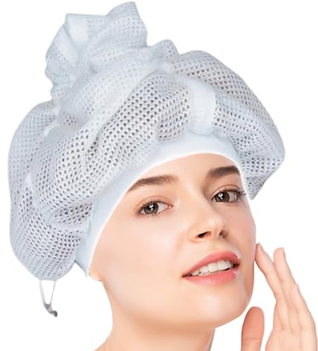 Netz Plopping Kappen, Netz Plopping Mütze mit Kordelzug Verstellbare Haartrockenhauben, Netz Plopping Cap, wiederverwendbares Net Plopping Bonnet, Haarnetz Snoods zum Trocknen (1 Stück)
