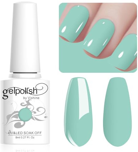 Vishine Vernis Gel Semi Permanent Macaron Vert clair Pastel Vernis à Ongles UV Gel Soft Bright Colors Longue Durée Soak Off Nail Art Manicure Salon 8ml LM213