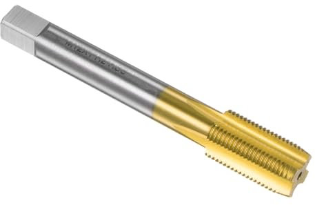sourcing map Metric Machine Thread Milling Tap M12 x 1 H2 Titanium Coated (Ti-Coated) High Speed Steel 4 Straight Flutes Screw Thread Tapping Threading Machinist Repair DIY Tool