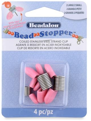 Beadalon Bead Stopper, Combo Pack, Pink Tips, 2 Large, 2 Small, 4 pc