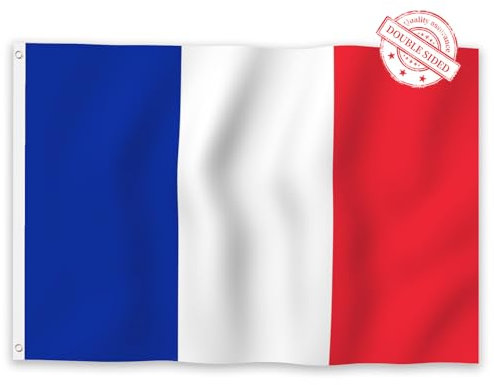 Aoihrraan Drapeau Français 80x120cm Double Face Coloré Célébration En Plein Air Drapeau Français Porche Décoration Drapeau