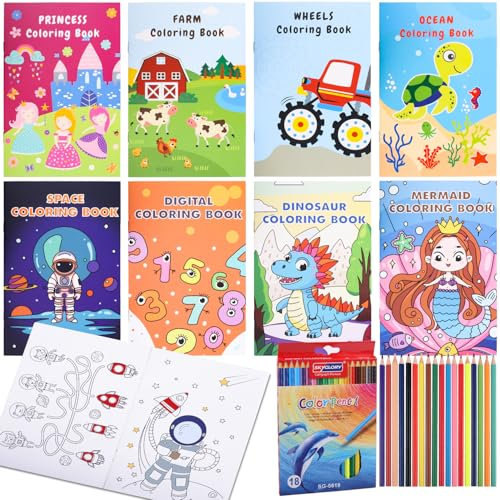 Fizdoqg 8 Stück Malbücher für Kinder 12 x 18 cm Mini Malbuch Kinder mit Kleiner Delphin-Bleistift Kinder ab 2 3 4 5 6 Jahren für Geburtstag Mitgebsel Gastgeschenke Hochzeiten