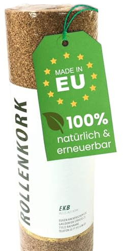 EKB-Kork Trittschalldämmung 10x0,5m 2mm stark I natürliche Dämmunterlage I Rollenkork für Parkett & Laminat I Trittschallreduktion aus nachwachsendem Kork I Umweltfreundliche Trittschalldämmung