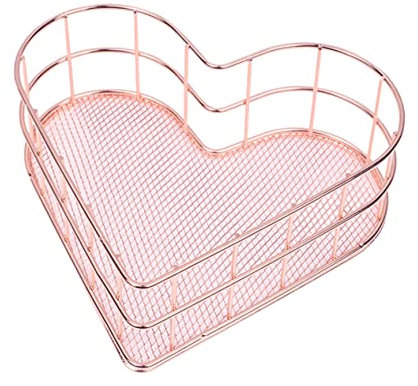 Lurrose 1 Stück Datei Aufbewahrungskorb Herz Netzkorb Herz Drahtkorb Tisch Organizer Schmucktablett Organizer Obst Aufbewahrungskorb Dekorative Drahtkörbe Datei Desktop Organizer