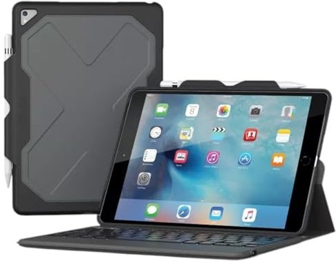 TECH14 Keyboard Case For (iPad Air 3rd Generation,2019 & iPad Pro 2017,10.5) Wireless Bluetooth Keyboard (English QWERTY/ARABIC Layout) Backlite Keys, Built-In Pencil Holder, Rugged Protective Cover