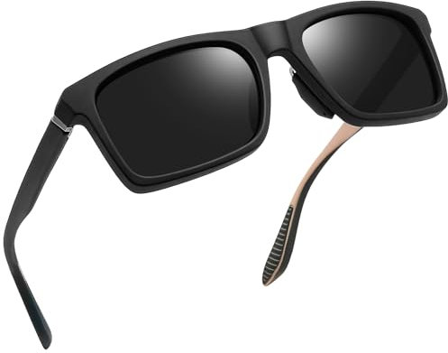 Joopin Polarisierte Sonnenbrille Herren Schwarz Klassische Rechteckige Retro Sonnenbrille Damen Sport TR90 Black Sunglasses UV400 Unisex für Fahren (Schwarz)