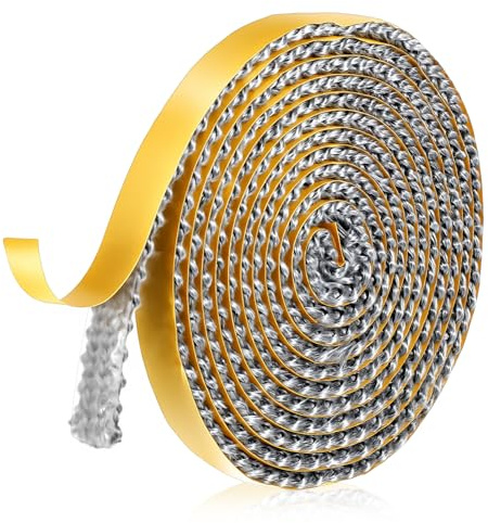 DOPENSPI Fire Rope for Wood Burning Stove, 2mx10mm Flat Stove Rope Self Adhesive Wood Stoves Gasket Tape Glass Seal Tape Heat Resistant StoveRope Flat Gasket for Stoves Fireplaces Chimney Oven Door