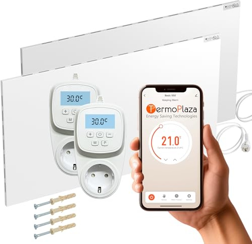 TermoPlaza Infrarotheizung Elektroheizung Standgerät bis 14 m² 2er Set | Per WLAN-App & Smartphone steuerbar | Hybrid Infrarot & Konvektor Heizkörper | Überhitzungsschutz | 25 Jahre Lebensdauer